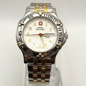 Swiss Military The Genuine Stainless Gold  Silver Diver 100M  Mens Watch Working